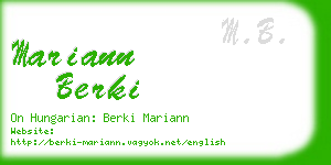 mariann berki business card